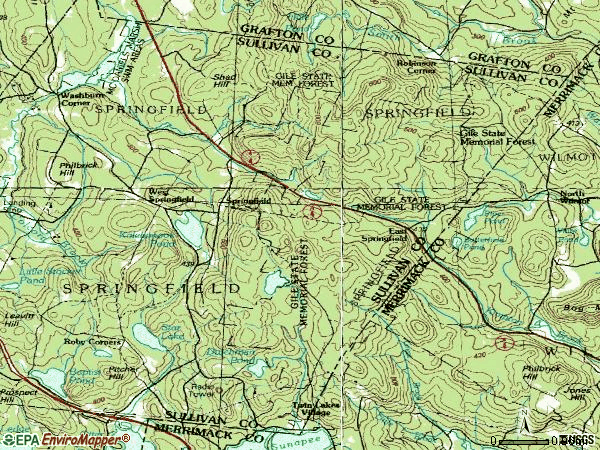 Zip code 03284 topographic map