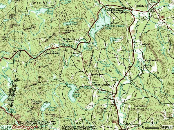 Zip code 03440 topographic map