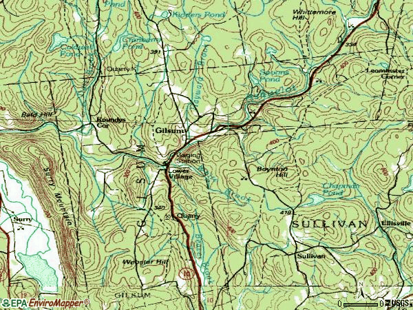 Zip code 03448 topographic map
