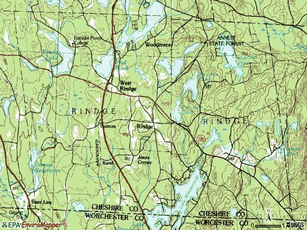 Zip code 03461 topographic map