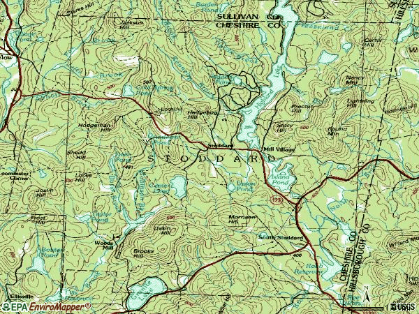 Zip code 03464 topographic map