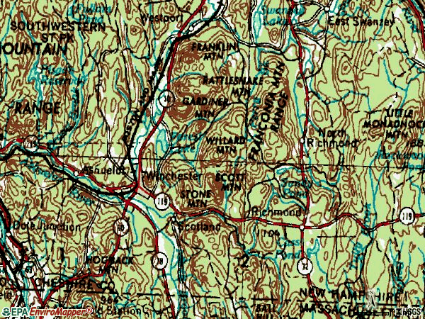 Zip code 03467 topographic map