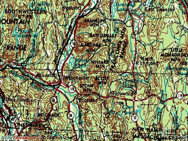 Zip code 03470 topographic map