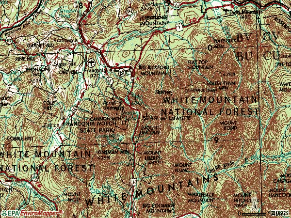 Zip code 03581 topographic map