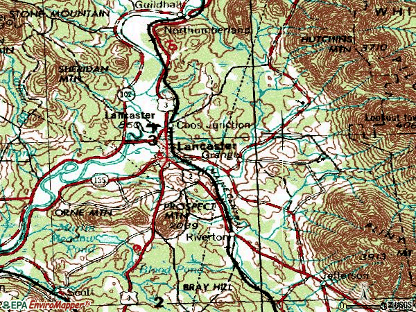 Zip code 03584 topographic map