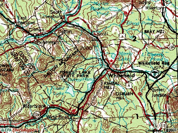 Zip code 03598 topographic map