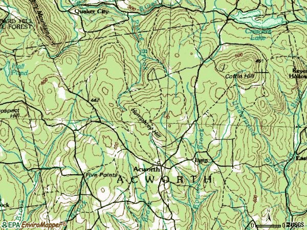 Zip code 03601 topographic map