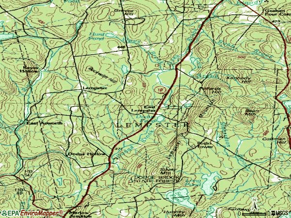 Zip code 03605 topographic map