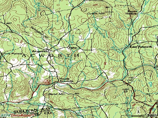 Zip code 03607 topographic map