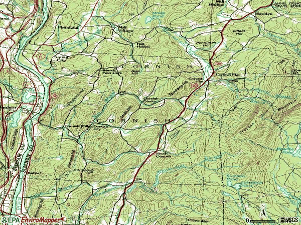 Zip code 03745 topographic map