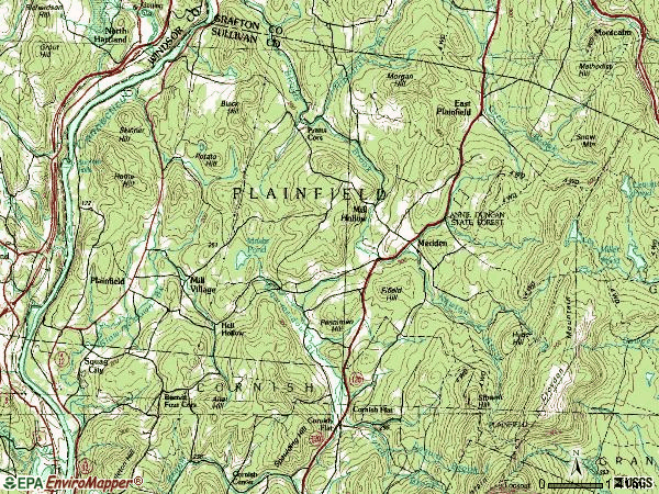 Zip code 03781 topographic map