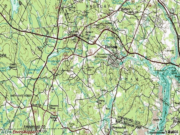Zip code 03824 topographic map