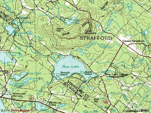 Zip code 03884 topographic map