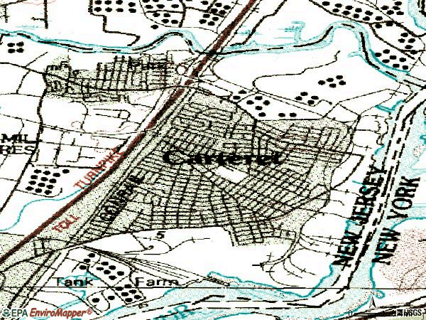 Zip code 07008 topographic map