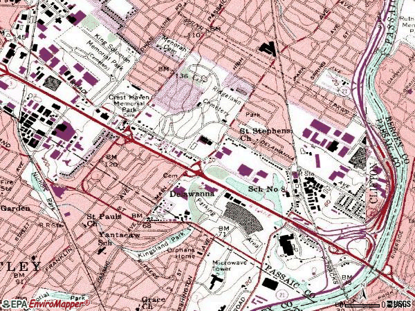 Zip code 07014 topographic map