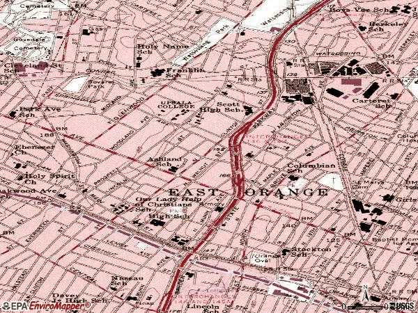 Zip code 07017 topographic map