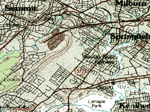 Zip code 07081 topographic map