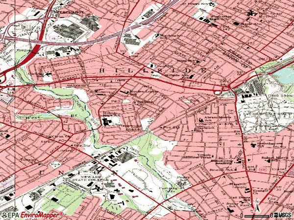 Zip code 07205 topographic map