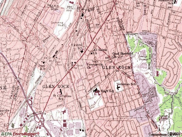 Zip code 07452 topographic map
