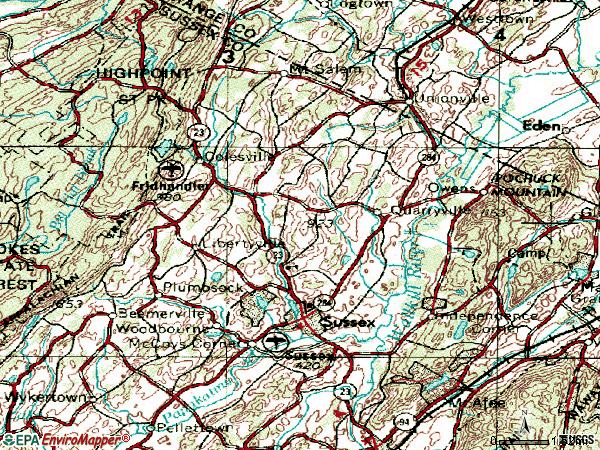 Zip code 07461 topographic map