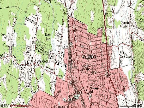 Zip code 07463 topographic map