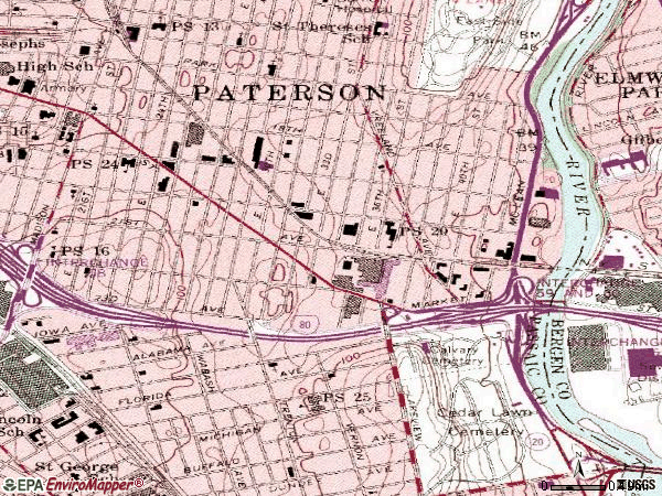 Zip code 07513 topographic map