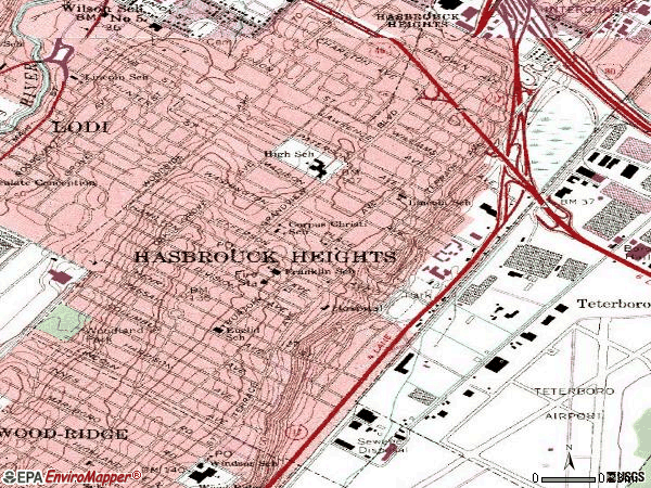 Zip code 07604 topographic map