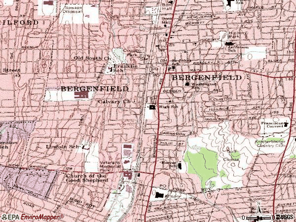Zip code 07621 topographic map