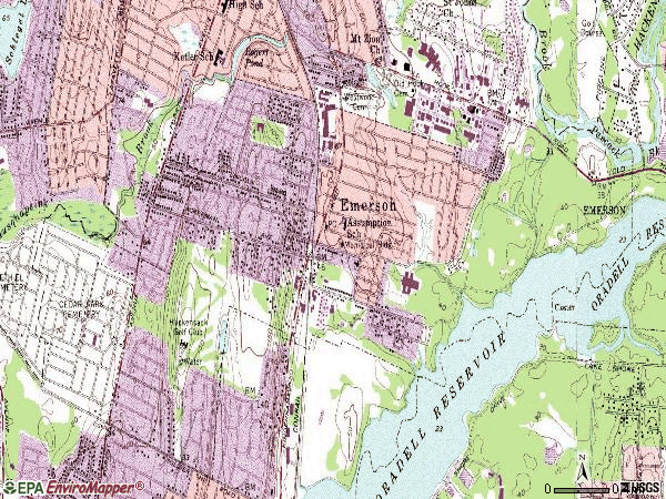 Zip code 07630 topographic map