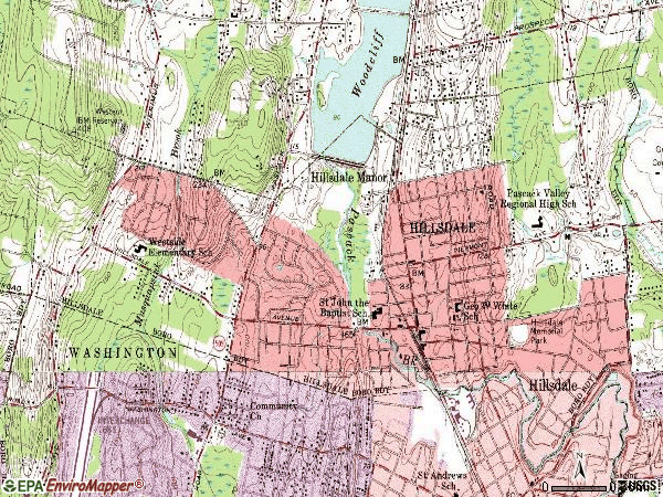 Zip code 07642 topographic map