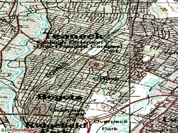 Zip code 07666 topographic map