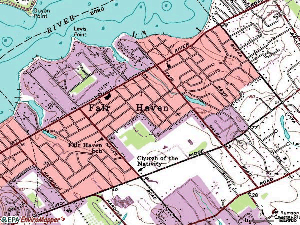 Zip code 07704 topographic map