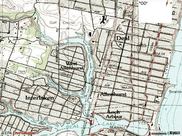 Zip code 07711 topographic map