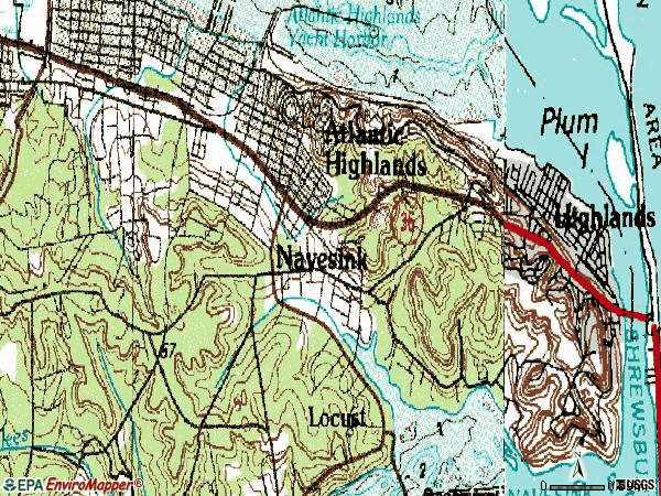 Zip code 07716 topographic map
