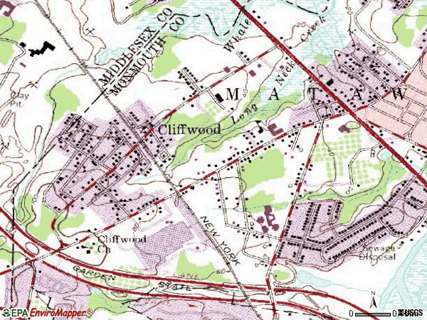 Zip code 07721 topographic map