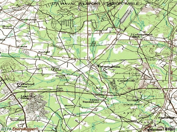Zip code 07727 topographic map