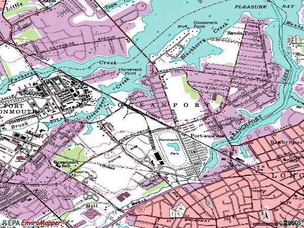 Zip code 07757 topographic map