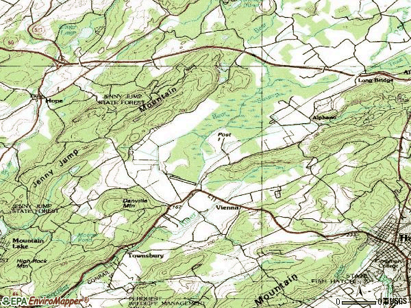 Zip code 07838 topographic map