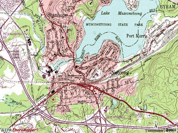 Zip code 07857 topographic map