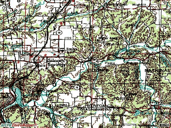 Zip code 72761 topographic map
