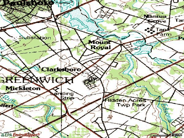 Zip code 08020 topographic map
