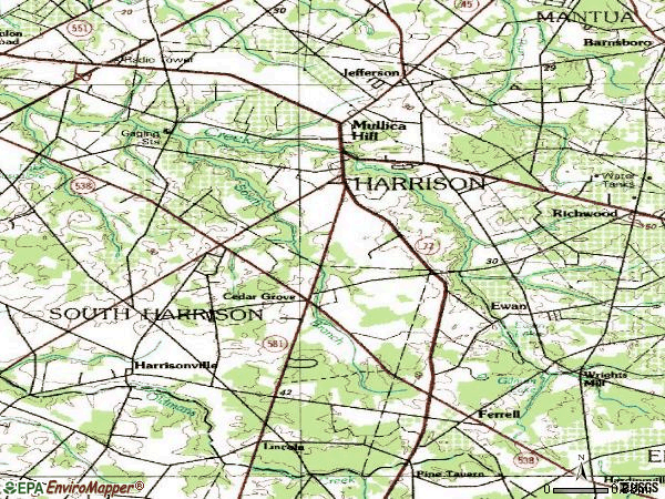 Zip code 08062 topographic map