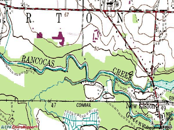 Zip code 08064 topographic map