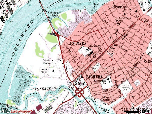 Zip code 08065 topographic map