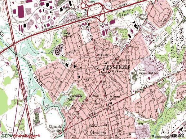 Zip code 08078 topographic map