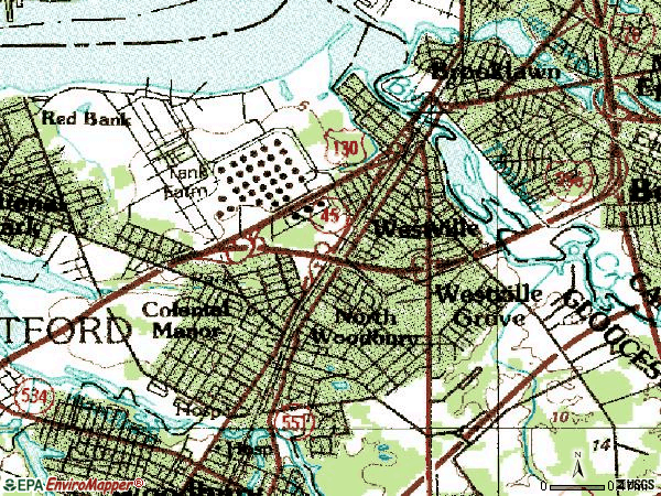 Zip code 08093 topographic map