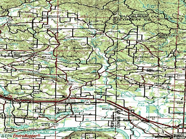 Zip code 72823 topographic map