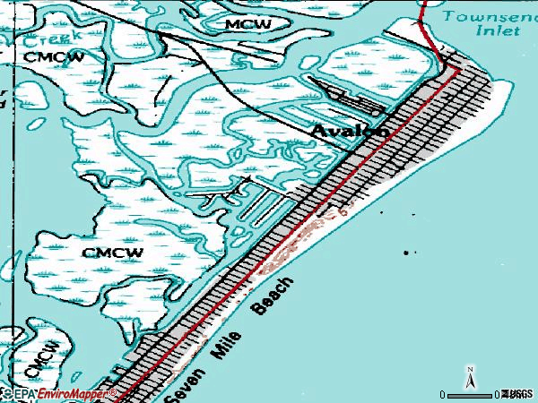 Zip code 08202 topographic map