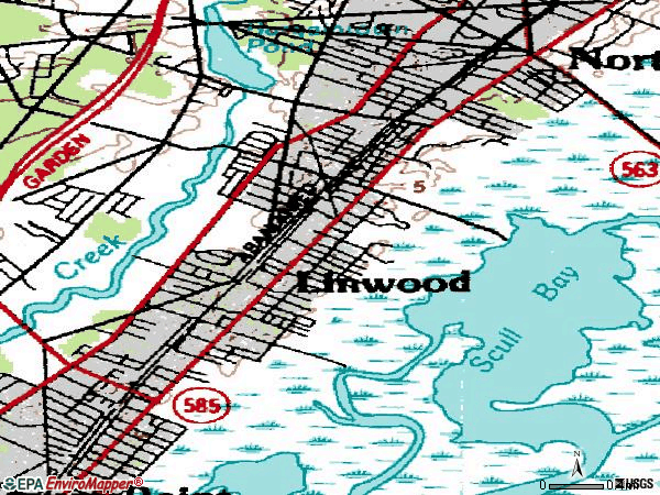 Zip code 08221 topographic map