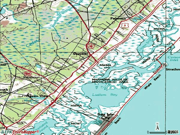 Zip code 08230 topographic map